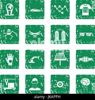 New technologies icons set grunge Stock Vector