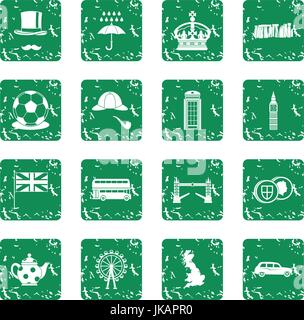 Great Britain icons set grunge Stock Vector