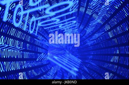 Binary data flow fiber optic channel 3d render Stock Photo