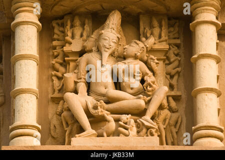 Hindu figures decorating the Kandariya Mahadeva Temple at Khajuraho, Madhya Pradesh, India. 11th Century AD. Stock Photo