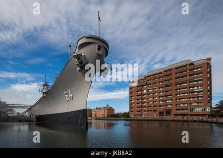 USA, Virginia, Norfolk, WW2-era battleship USS Wisconsin Stock Photo