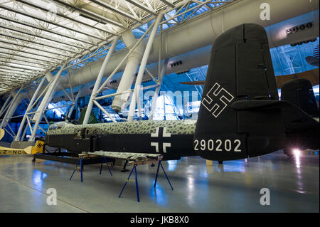 USA, Virginia, Herdon, National Air and Space Museum, Steven F. Udvar-Hazy Center, air museum, fuselage of WW2-era German Heinkel He-219 Uhu nightfighter Stock Photo