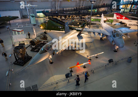 USA, Virginia, Herdon, National Air and Space Museum, Steven F. Udvar-Hazy Center, air museum, US Aircraft, F-35 Lightning II and EA-6B Prowler Stock Photo