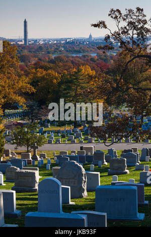 USA, Virginia, Arlington, Arlington National Cemetery, military gravestones, autumn Stock Photo