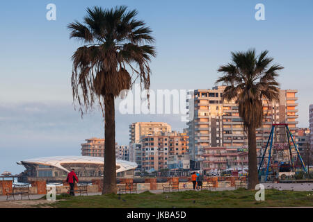 Albania, Durres, buildings along the beachfront promenade Stock Photo