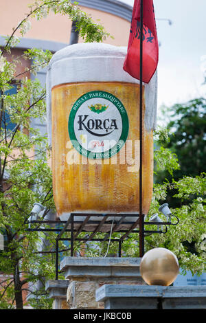 Albania, Korca, Birra Korca Brewery, most popular beer in Albania, very large glass Stock Photo