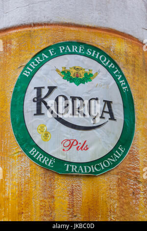 Albania, Korca, Birra Korca Brewery, most popular beer in Albania, very large glass Stock Photo