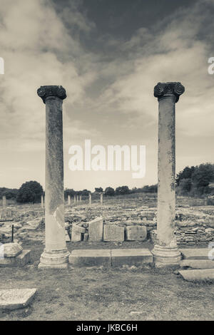 Greece, East Macedonia and Thrace Region, Philippi, ruins of ancient city founded in 360 BC, view of the Forum Stock Photo