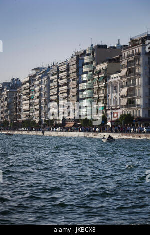 Greece, Central Macedonia Region, Thessaloniki, waterfront buildings