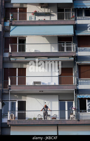 Greece, Central Macedonia Region, Thessaloniki, waterfront balconies