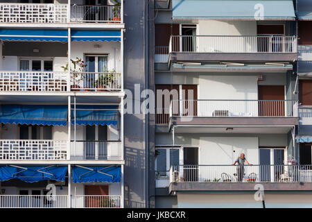 Greece, Central Macedonia Region, Thessaloniki, waterfront balconies