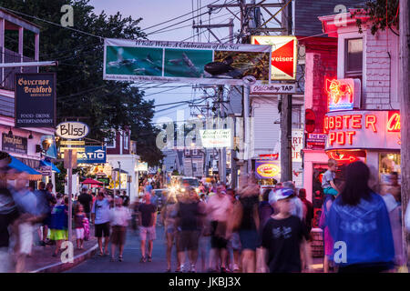 USA, Massachusetts, Cape Cod, Provincetown, Commercial Street, dusk Stock Photo