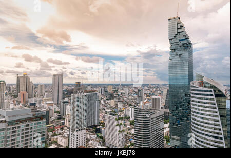 Bangkok,Thailand - June 6, 2017 : Modern style building of Mahanakhon tower with cloudy sky . New highest tower landmark in Thailand Stock Photo