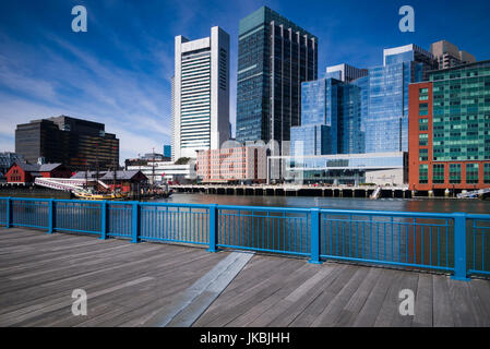 USA, Massachusetts, Boston, Federal Reserve Bank, Intercontinental Hotel, and Boston Tea Party Museum, morning Stock Photo