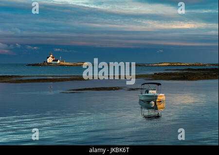 USA, Maine, Newagen, sunset Harbor view by The Cuckolds Islands Stock Photo