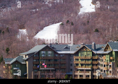 USA, Vermont, Stowe, Stowe Mountain Resort, Ski chalet, early spring Stock Photo