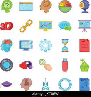 Progress icons set, cartoon style Stock Vector