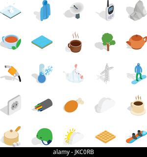 Autumn icons set, isometric style Stock Vector