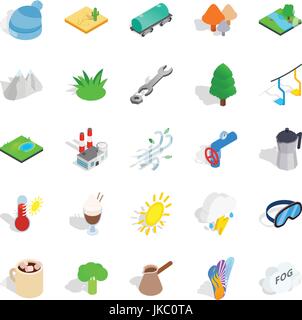 Cozy place icons set, isometric style Stock Vector