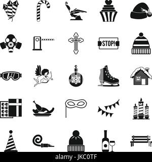 Winter holiday icons set, simple style Stock Vector