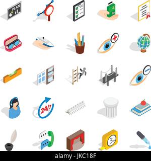 Business trip icons set, isometric style Stock Vector