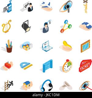 Office icons set, isometric style Stock Vector