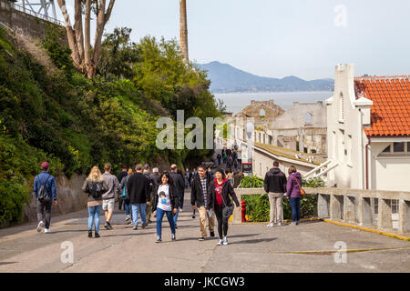 Tourists visiting Alcatraz penitentiary, San Francisco, California, USA Stock Photo