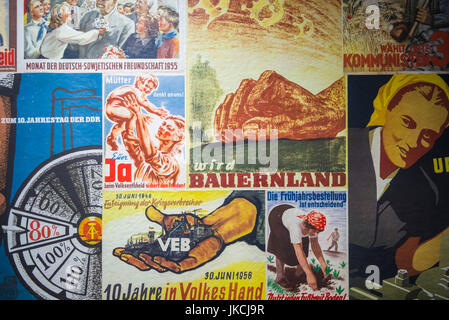 Germany, Berlin, Friendrichshain, Stasi Museum, DDR-era secret police museum in former secret police headquarters, East German propaganda poster Stock Photo