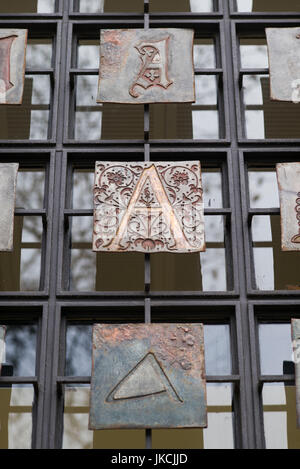 Germany, Berlin, Nikolaiviertel, alphabet doors on the Berlin City Library Stock Photo