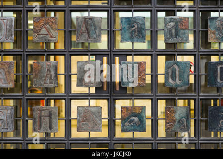 Germany, Berlin, Nikolaiviertel, alphabet doors on the Berlin City Library Stock Photo