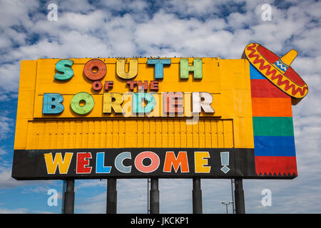 USA, South Carolina, South of the Border, signage for famous tourist attraction on Route 95 Stock Photo