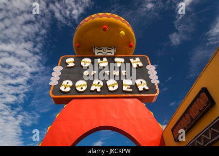 USA, South Carolina, South of the Border, signage for famous tourist attraction on Route 95 Stock Photo