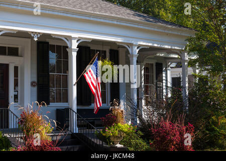USA, Georgia, Columbus, old town house with US flag Stock Photo