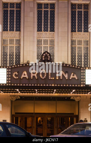 USA, North Carolina, Greensboro, marquee of the Carolina Theater, dusk Stock Photo