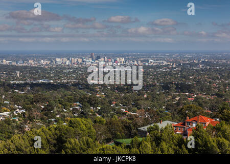 Australia, South Australia, Adelaide Hills, Crafers, elevated skyline of Adelaide from the Mount Lofty Summit Stock Photo