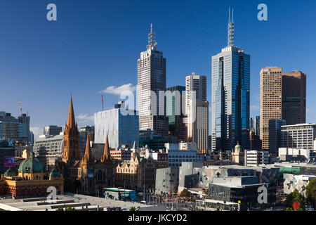 Australia, Victoria, VIC, Melbourne, skyline, elevated view, late afternoon Stock Photo