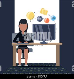 web developer working on computer programming coding Stock Vector