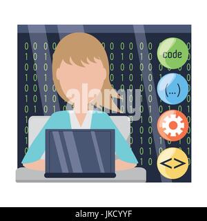 web developer working on computer programming coding Stock Vector