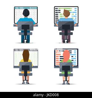 web developer working on computer programming coding Stock Vector