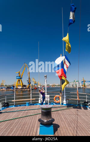 Romania, Black Sea Coast, Constanta, Constanta Port, Black Sea Tall Ships Regatta, signal flags and masts Stock Photo