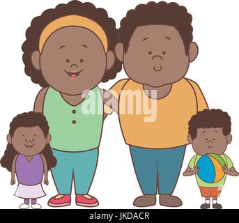 African American family. Father, mother, son and daughters.Cartoon ...