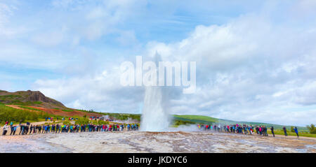 Large eruption at the Strokkur Geyser in Iceland Stock Photo
