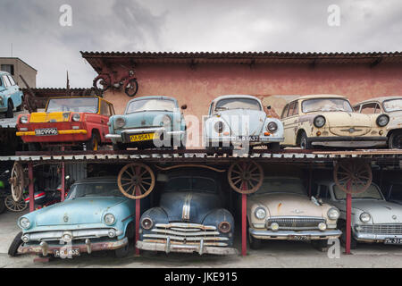 Bulgaria, Southern Mountains, Rila, Soviet-era old cars Stock Photo