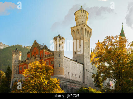 Neuschwanstein castle before sunset Stock Photo