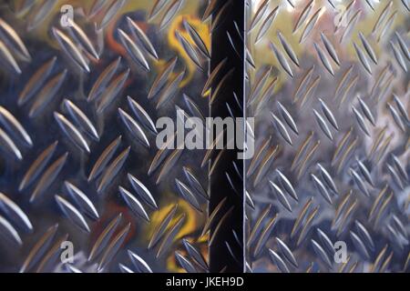 checker plates bent and cut, Aluminium sheet Stock Photo