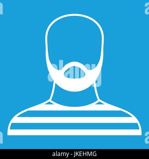 Bearded man in prison garb icon white Stock Vector