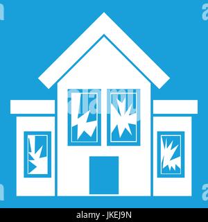 House with broken windows icon white Stock Vector