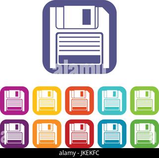 Magnetic diskette icons set Stock Vector