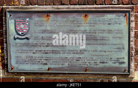 Plaque on the remains of the old Lloyd’s shipping watch tower on Beachy Head outlining the importance of Beachy Head during the Second Word War and co Stock Photo