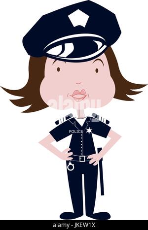 A man or woman dressed as a policeman to illustrate justice for children Stock Vector